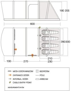 Vango Aether Air 450XL Opblaasbare Tent - 4 Persoons 11 Vango Aether Air 450XL Opblaasbare Tent - 4 Persoons -Buiten Kamperen Winkel 1900 1514 aether air 450xl floorplan 01