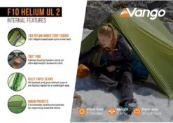 Vango F10 Helium UL 2 Ultralichte Trekking Tunneltent - 1/2 Persoons - Groen -Buiten Kamperen Winkel 1900 1783 f10 helium ul 2 5
