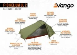 Vango F10 Helium UL 2 Ultralichte Trekking Tunneltent - 1/2 Persoons - Groen -Buiten Kamperen Winkel 1900 1783 f10 helium ul 2 6