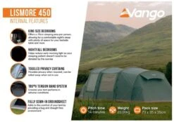 Vango Lismore 450 Tunneltent - 4 Persoons - Groen -Buiten Kamperen Winkel 1900 1783 lismore 450 package 4