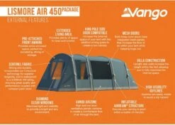 Vango Lismore Air 450 Opblaasbare Tunneltent - 4 Persoons - Groen -Buiten Kamperen Winkel 1900 1783 lismore air 450 package 3