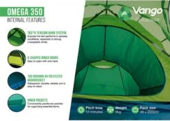 Vango Omega 350 Tunneltent - 3 Persoons - Groen -Buiten Kamperen Winkel 1900 1783 omega 350 6