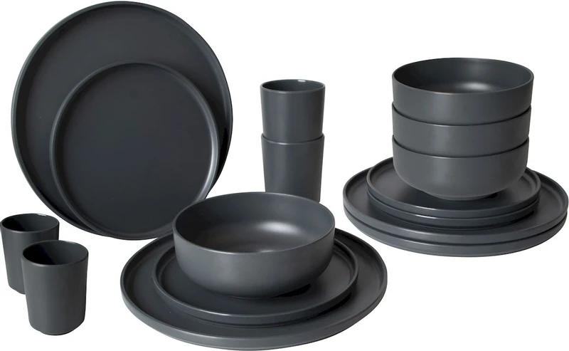 Bo-Camp Patom Melamine Serviesset - 16-delig - Antraciet 3 Bo-Camp Patom Melamine Serviesset - 16-delig - Antraciet