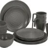 Bo-Camp Stone Melamine Serviesset - 16-delig - Grijs -Buiten Kamperen Winkel 900 1311 6181375