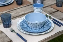 Bo-Camp Mix & Match Melamine Serviesset - 16-delig - Blauw -Buiten Kamperen Winkel 900 1350 6181382 13