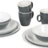 Bo-Camp Melamine Serviesset - 16-delig - Grijs -Buiten Kamperen Winkel 900 1358 6181274