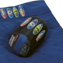 Polydaun Beach House Junior Kinderslaapzak - Surfbord -Buiten Kamperen Winkel beach house surf detail