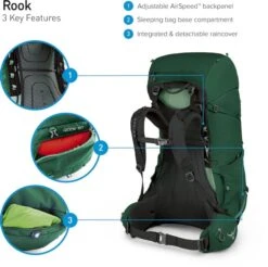 Osprey Rook Backpack - 65 Liter - Zwart -Buiten Kamperen Winkel osprey rook features